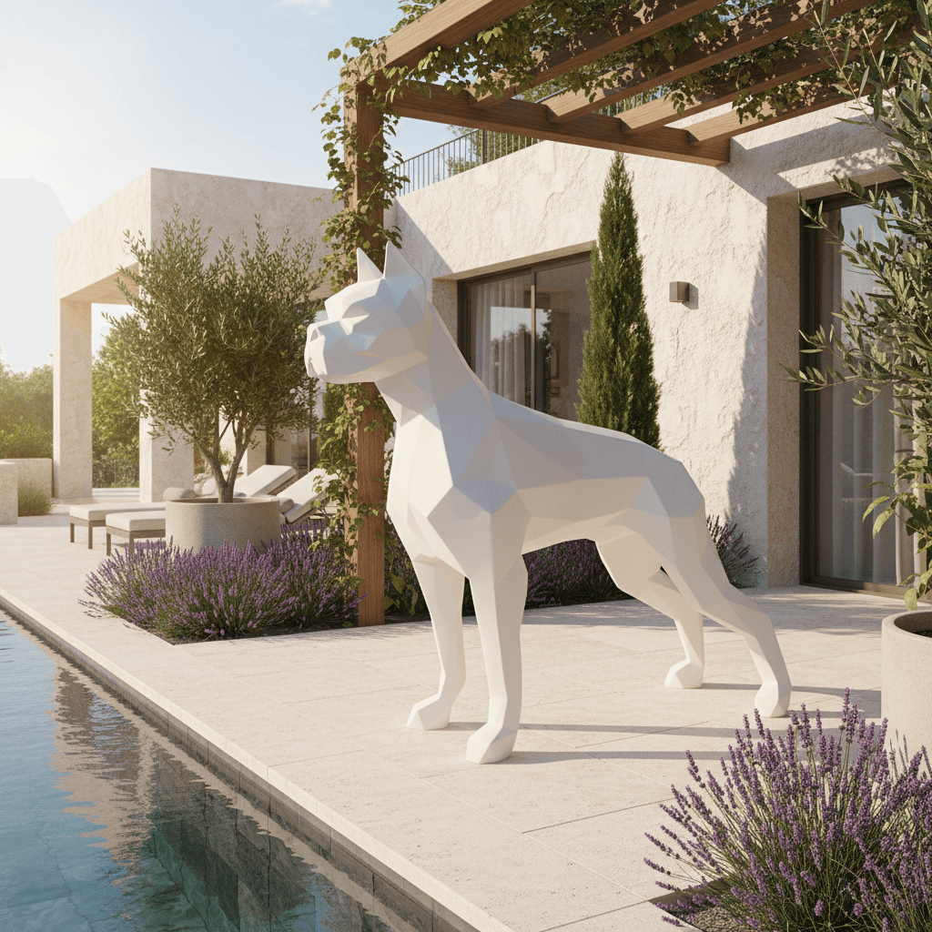 Dog Boxer Angular–Red Glossy-H 170 cm