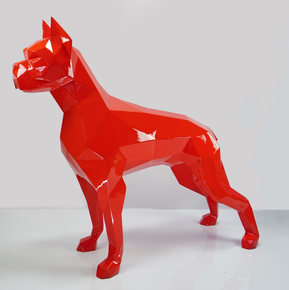 Dog Boxer Angular–Red Glossy-H 170 cm
