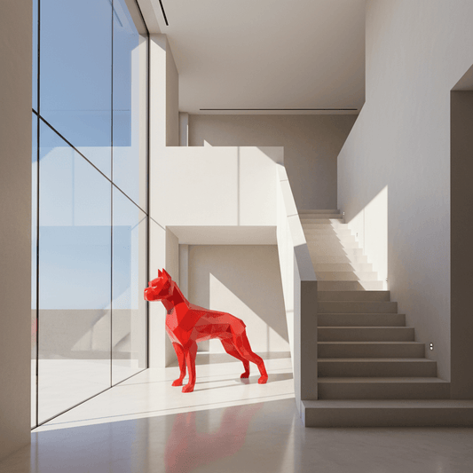 Dog Boxer Angular–Red Glossy-H 170 cm