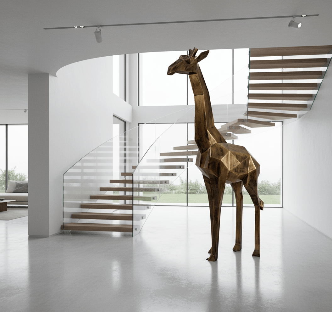 Giraffe Quadra–Patina Gold-H 200 cm