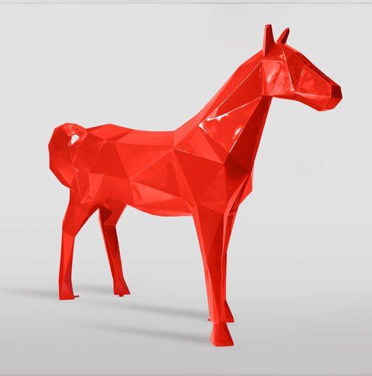 Horse Angular-Red Glossy-H 190 cm x L 220 cm