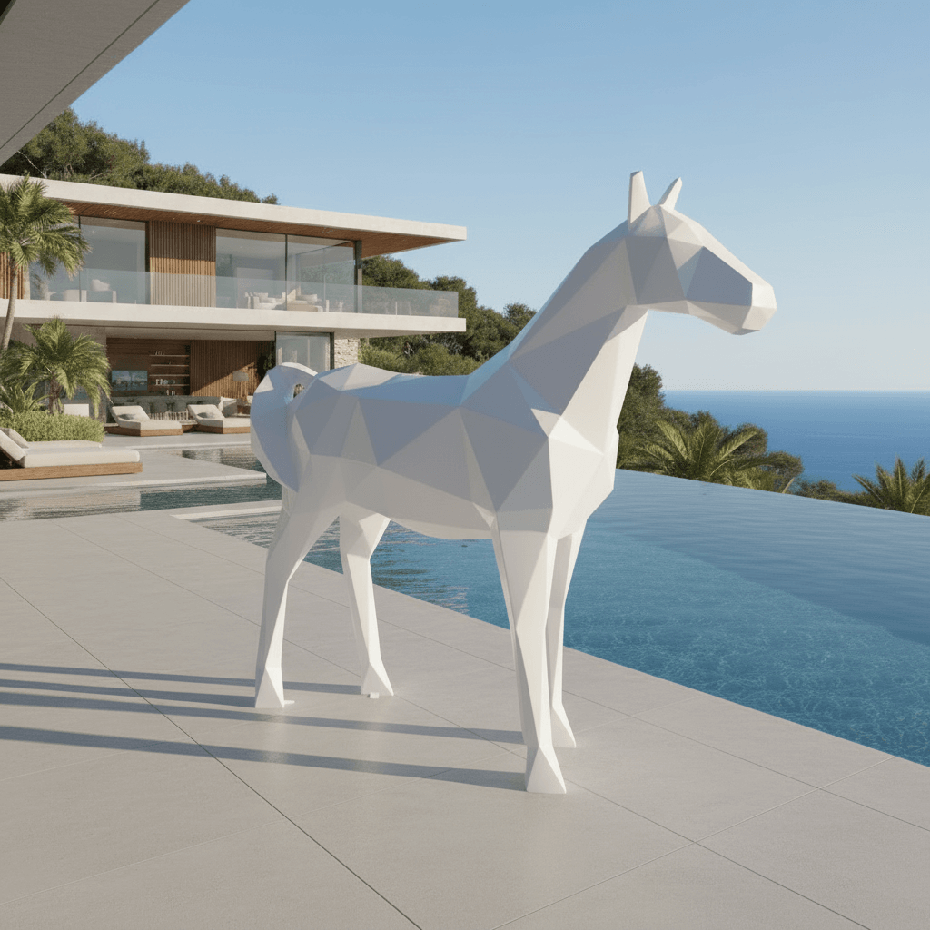 Horse Angular-Red Glossy-H 190 cm x L 220 cm