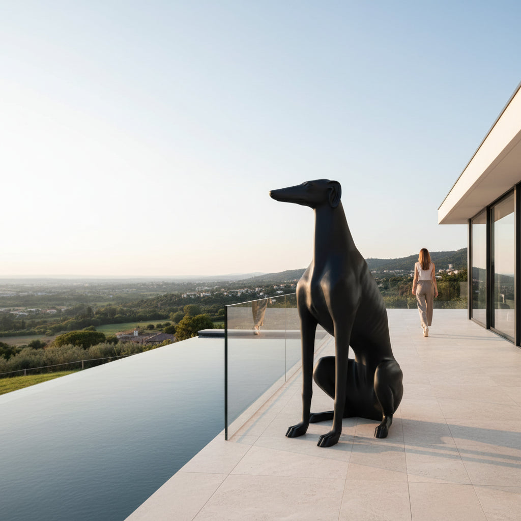 Dog Greyhound Sitting – H 180 x L 115 cm