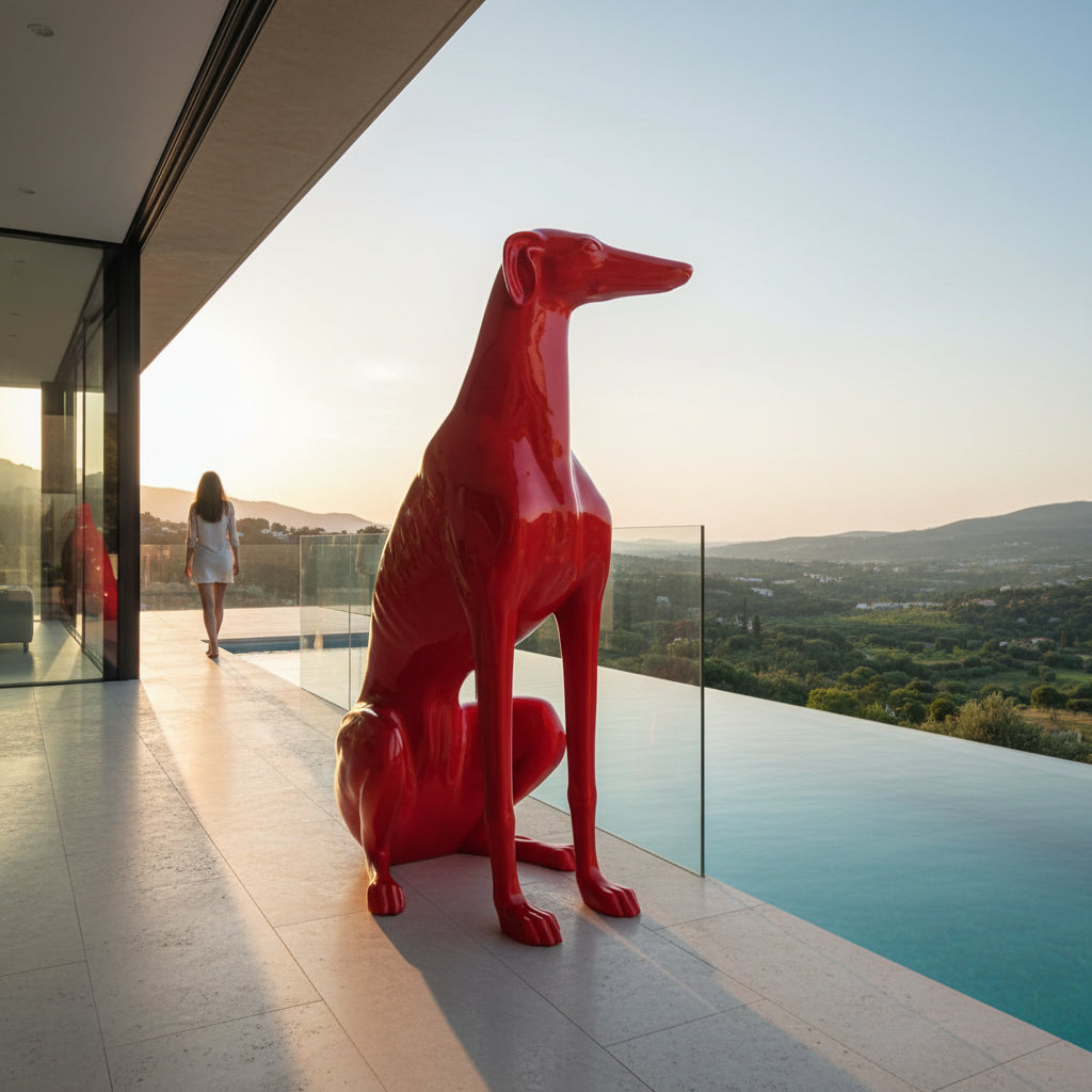 Dog Greyhound Sitting – H 180 x L 115 cm